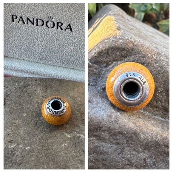 Authentic PANDORA Pau Amarelo Wood Charm With Sterling Silver Core - Picture 2 of 5